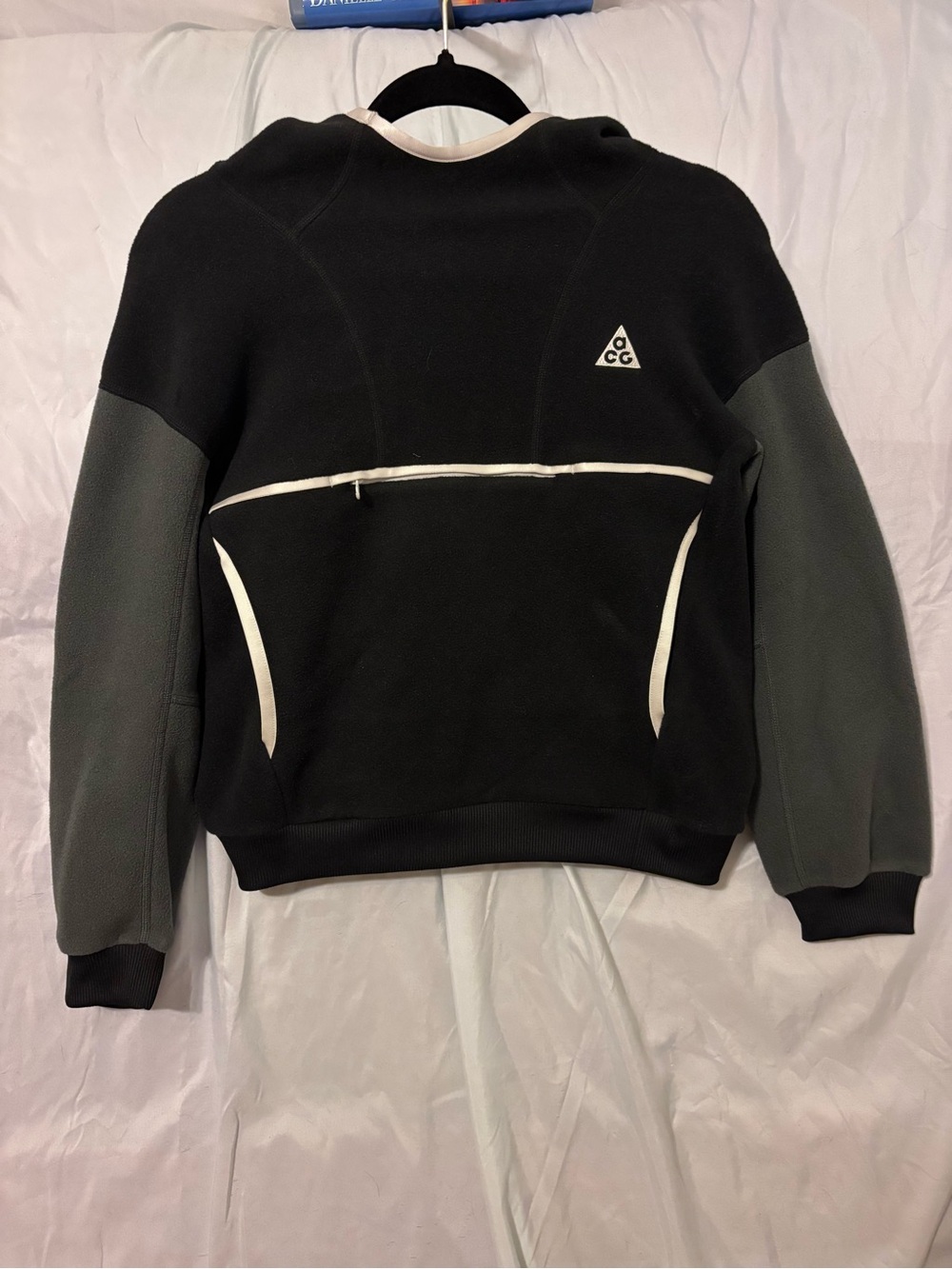 Nike ACG Black Crew Sweatshirt with Gray Sleeves and White Trim